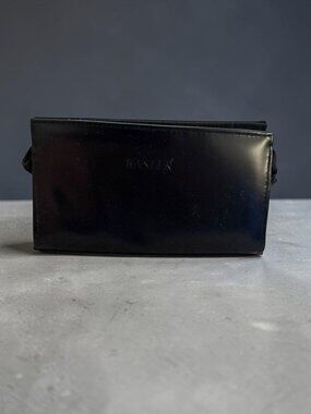 BASLER Black Leather Makeup Toiletry Bag NEW NWOT